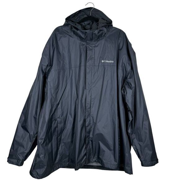 Columbia Men Watertight II Waterproof Rain Jacket Solid Black Full Zip 4XL Tall